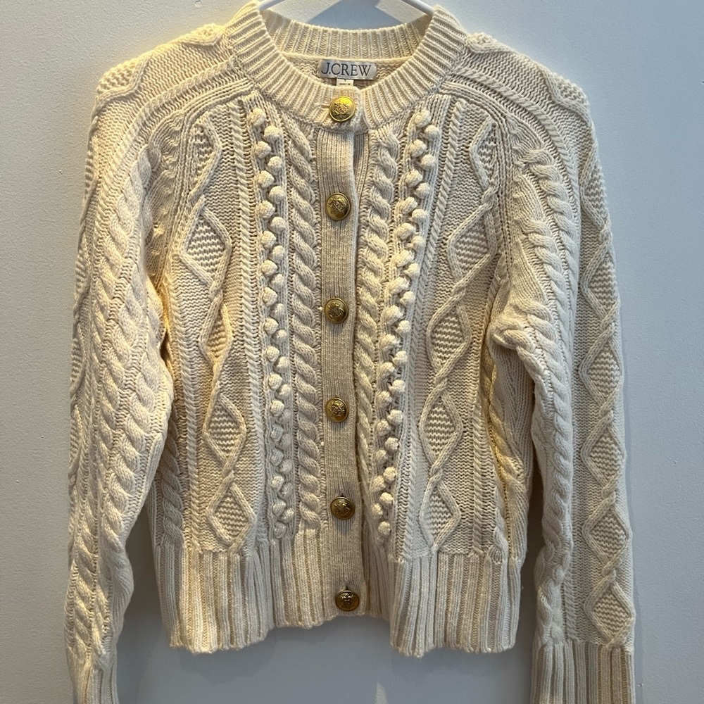 J. Crew Women's Ivory Cable Knit Cardigan